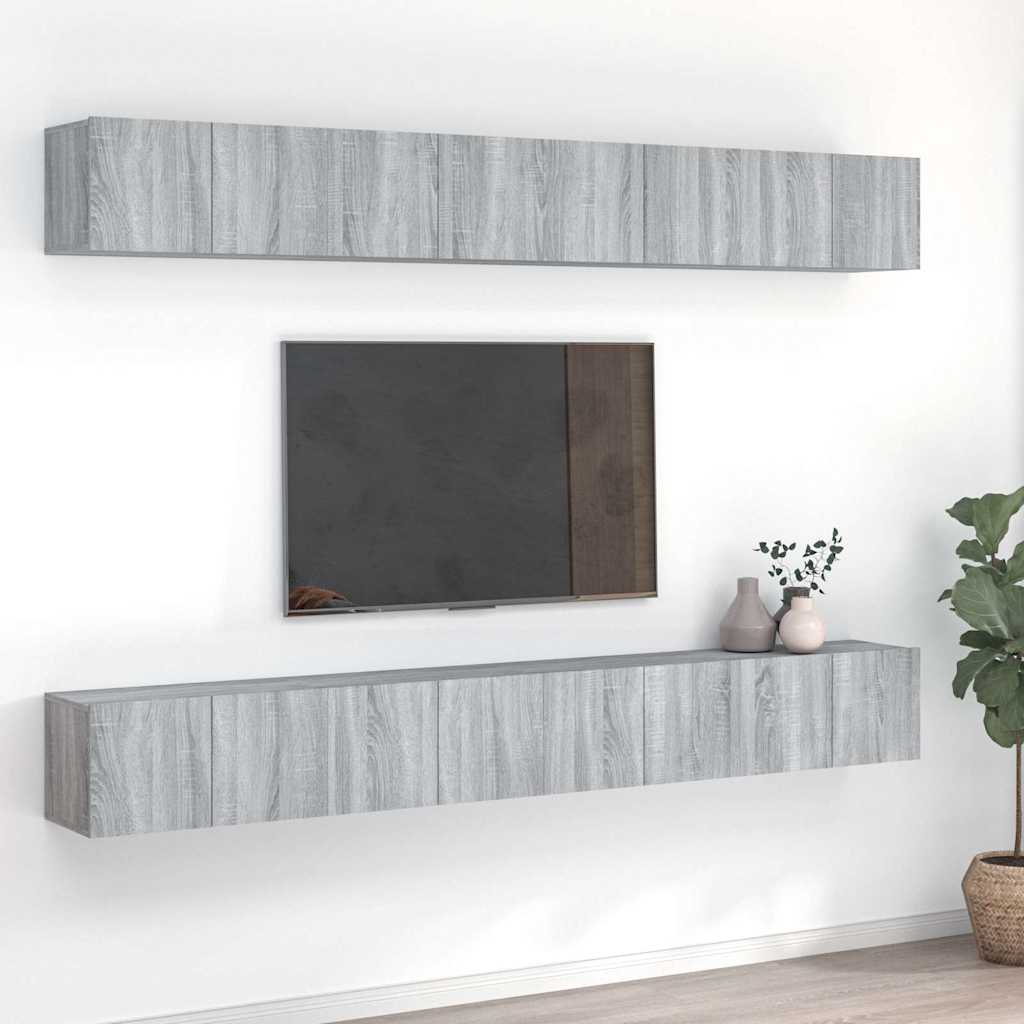 8-tlg. TV-Schrank-Set Grau Sonoma 60x30x30 cm Holzwerkstoff