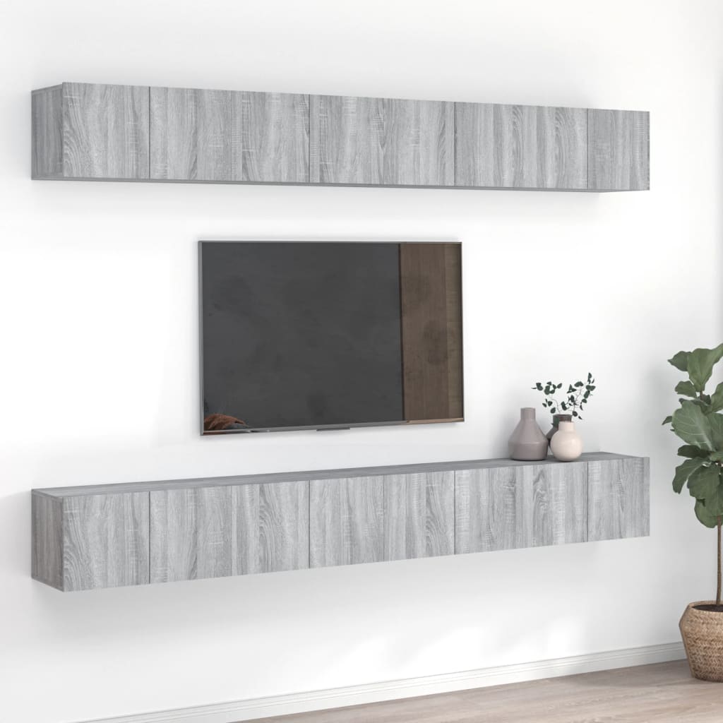 8-tlg. TV-Schrank-Set Grau Sonoma 60x30x30 cm Holzwerkstoff