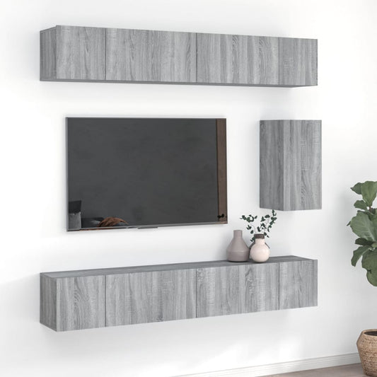 Ensemble de meubles TV 7 pièces, en bois de Sonoma gris