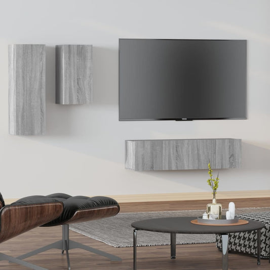Ensemble de meubles TV 4 pièces, en bois de Sonoma gris