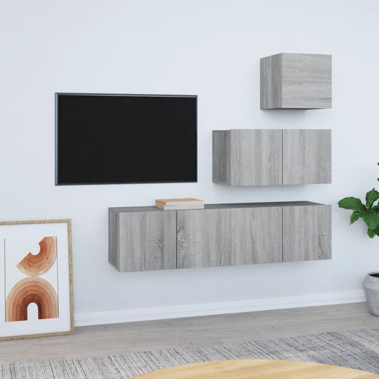 Ensemble de meubles TV 4 pièces, en bois de Sonoma gris