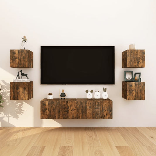 TV-Wandschränke 8 Stk. Räuchereiche 30,5x30x30 cm
