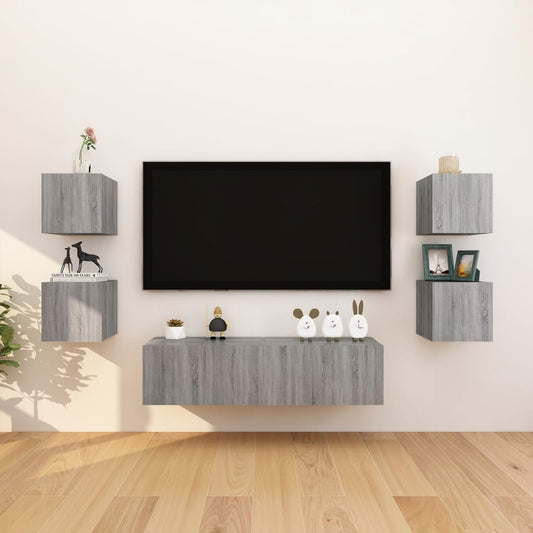 TV-Wandschränke 8 Stk. Grau Sonoma 30,5x30x30 cm
