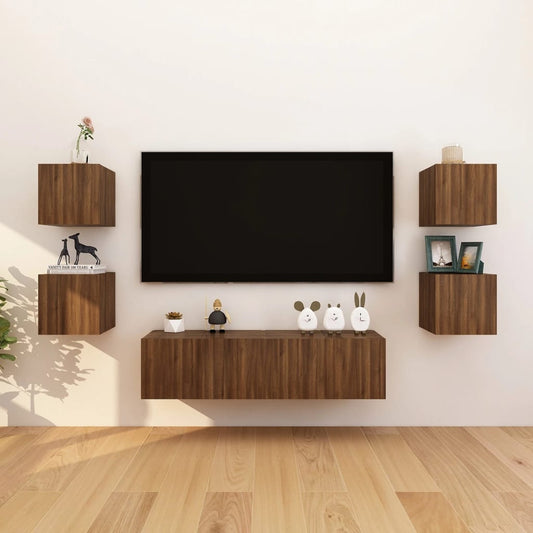 TV-Wandschränke 8 Stk. Braun Eichen-Optik 30,5x30x30 cm
