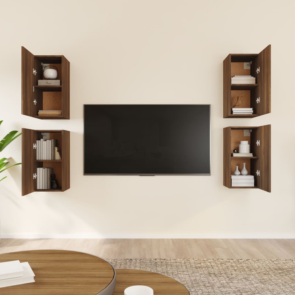 Meubles TV 4 pièces aspect chêne brun 30,5 x 30 x 60 cm
