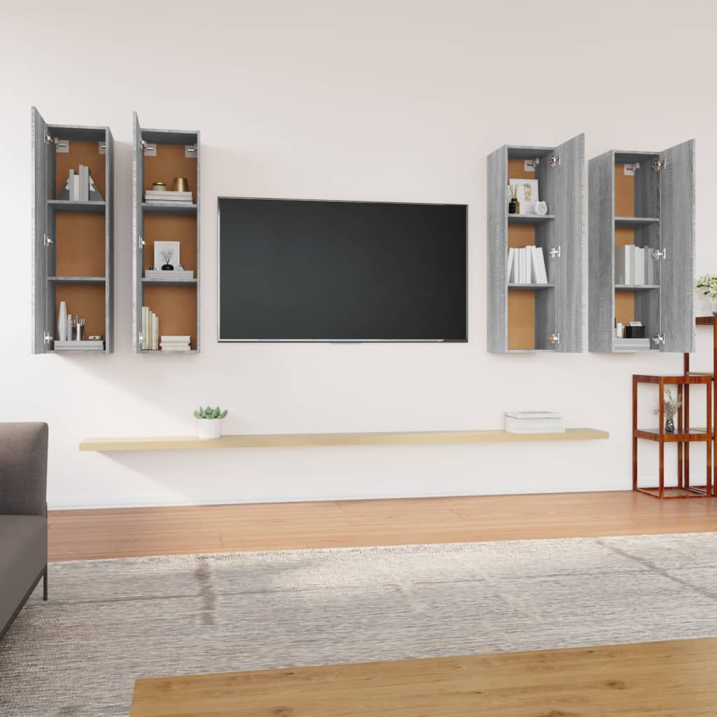 Meubles TV 4 pièces, gris Sonoma, 30,5 x 30 x 110 cm, matériau à base de bois