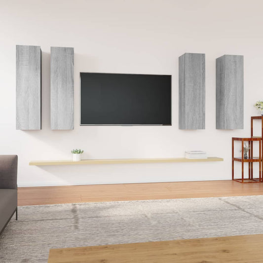 Meubles TV 4 pièces, gris Sonoma, 30,5 x 30 x 110 cm, matériau à base de bois