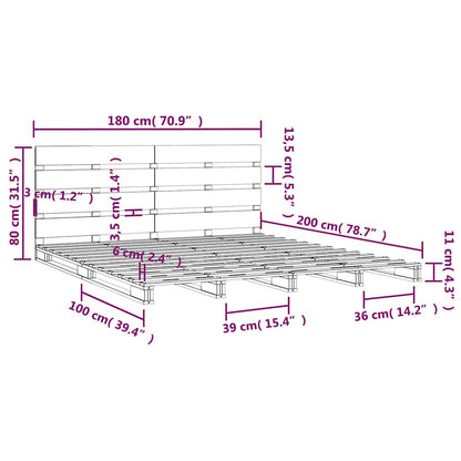 Massivholzbett ohne Matratze Weiß 180x200 cm Kiefernholz