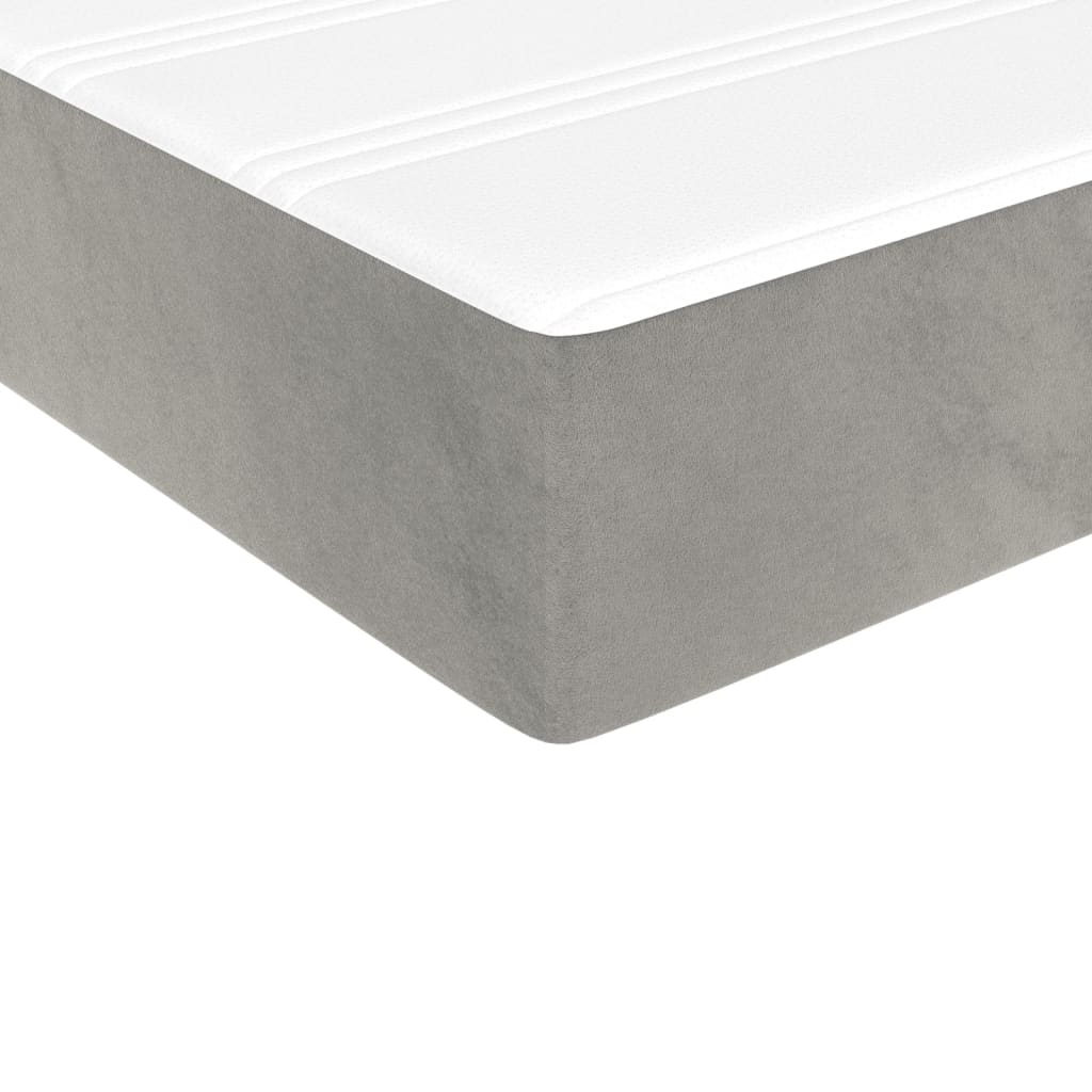 Pocket spring mattress light grey 80x200x20 cm velvet