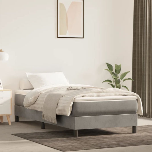 Pocket spring mattress light grey 80x200x20 cm velvet