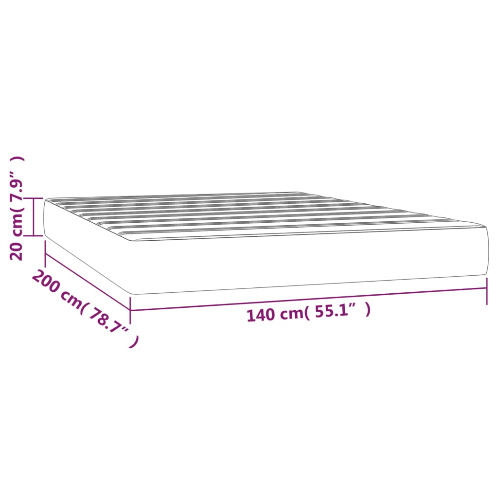 Pocket spring mattress light grey 140x200x20 cm velvet