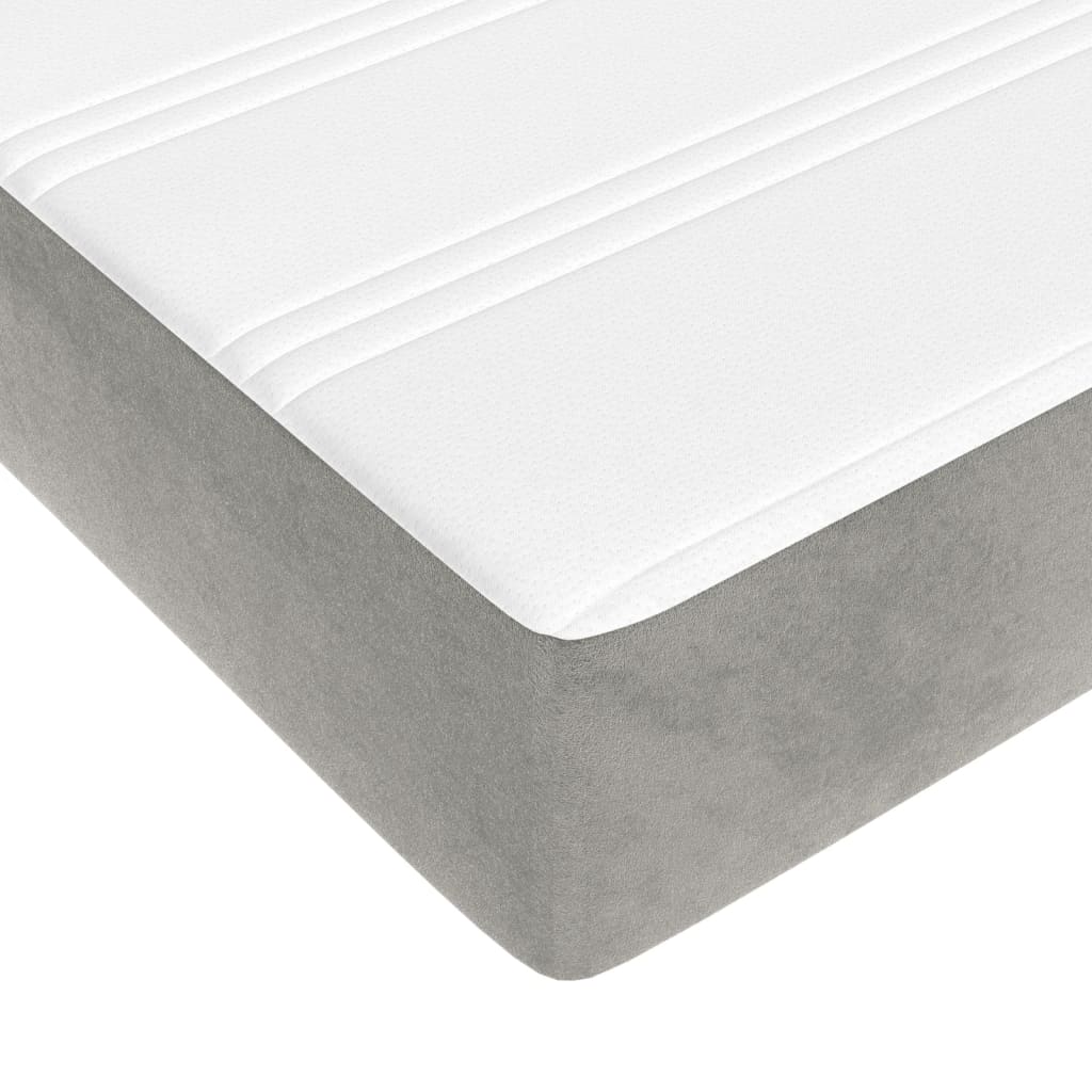 Pocket spring mattress light grey 160x200x20 cm velvet