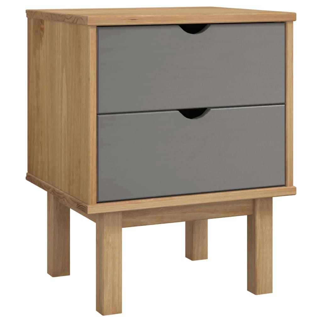 Bedside table OTTA brown&amp;grey 45x39x57 cm solid pine wood