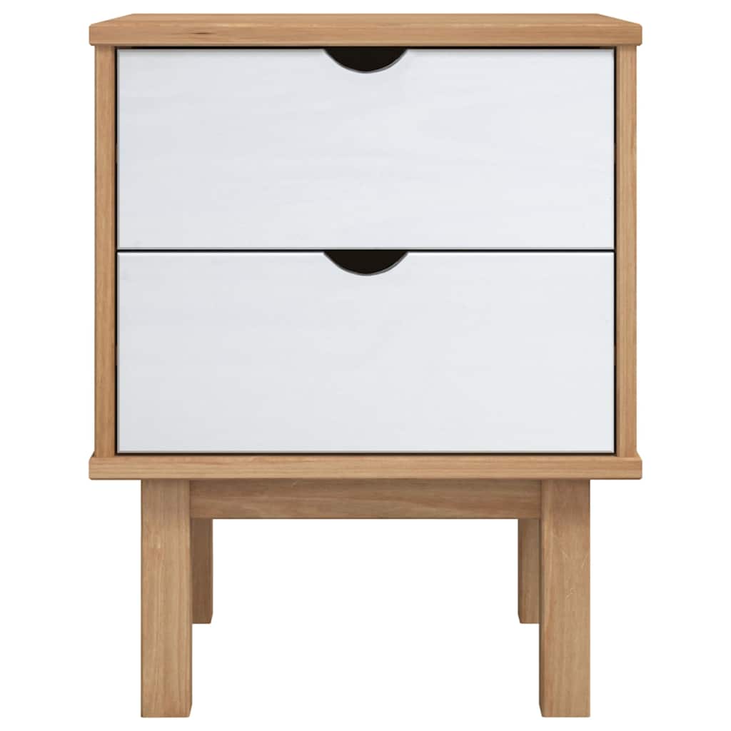 Nachttisch OTTA Braun & Weiß 45x39x57 cm Massivholz Kiefer