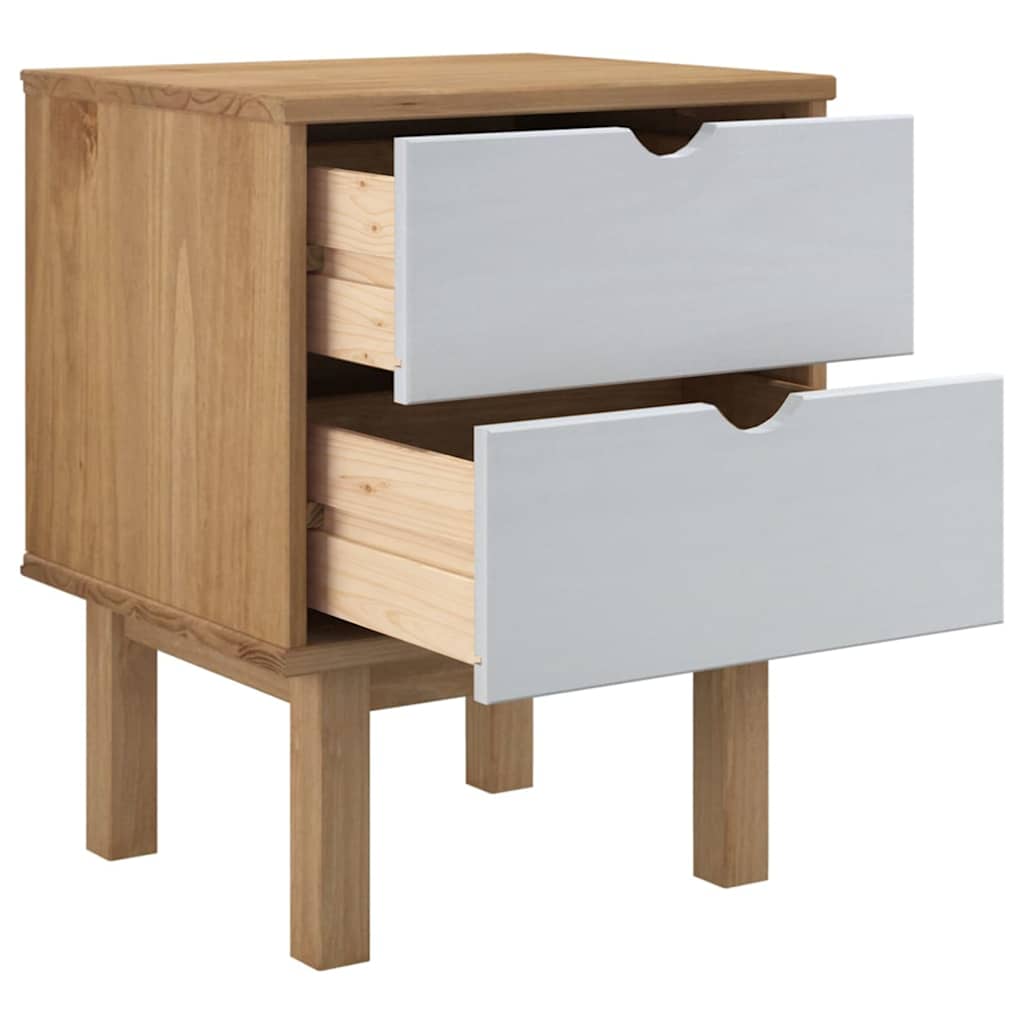 Nachttisch OTTA Braun & Weiß 45x39x57 cm Massivholz Kiefer