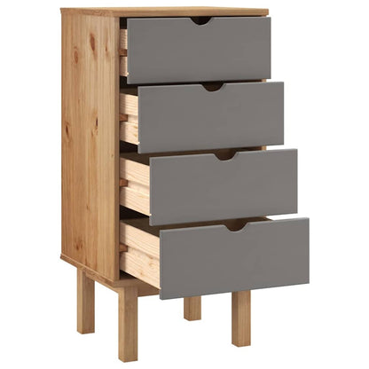 Schubladenschrank OTTA Braun & Grau 45x39x90 cm Massivholz