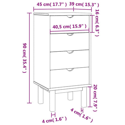 Schubladenschrank OTTA Braun & Grau 45x39x90 cm Massivholz