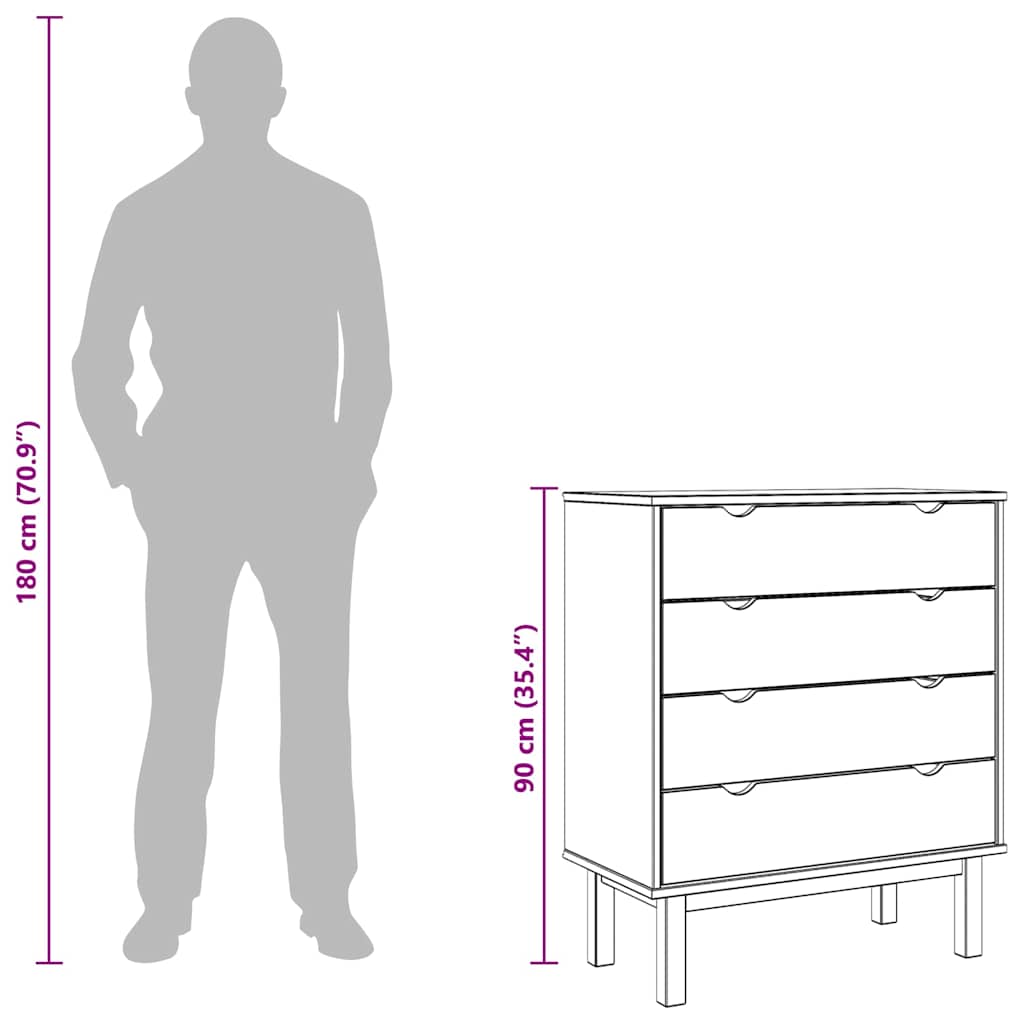 Schubladenschrank OTTA 76,5x39,5x90 cm Massivholz
