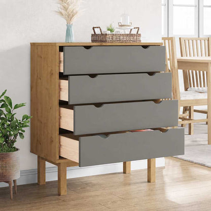 Schubladenschrank OTTA Braun&Grau 76,5x39,5x90 cm Massivholz