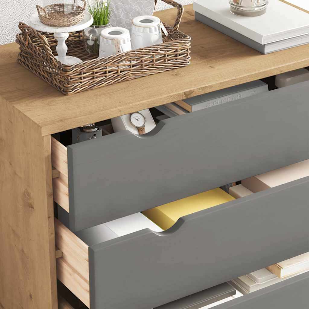 Schubladenschrank OTTA Braun&Grau 76,5x39,5x90 cm Massivholz