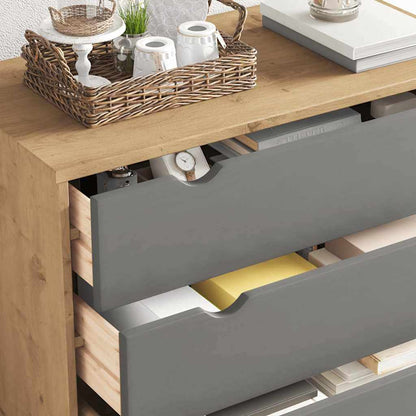 Schubladenschrank OTTA Braun&Grau 76,5x39,5x90 cm Massivholz