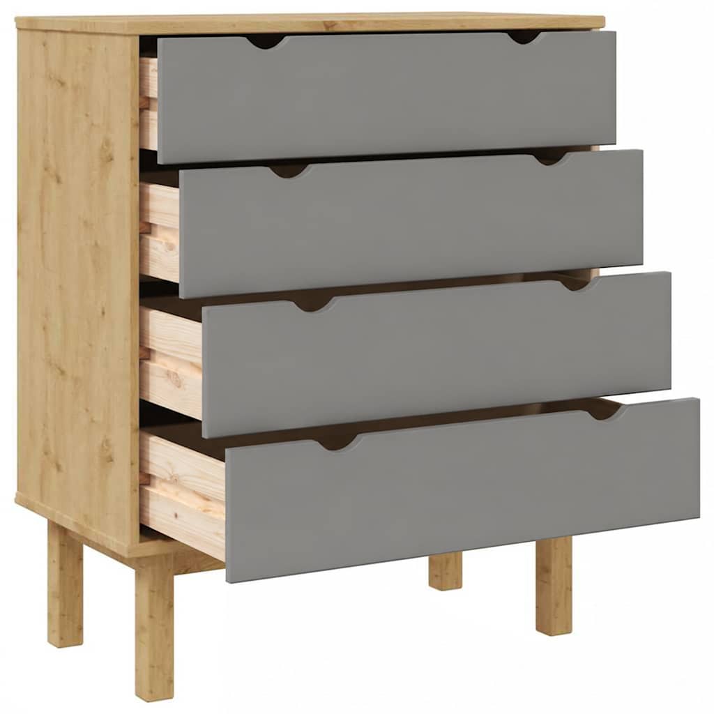 Schubladenschrank OTTA Braun&Grau 76,5x39,5x90 cm Massivholz