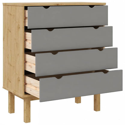 Schubladenschrank OTTA Braun&Grau 76,5x39,5x90 cm Massivholz