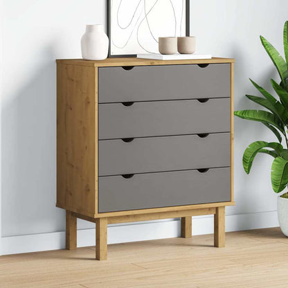 Schubladenschrank OTTA Braun&Grau 76,5x39,5x90 cm Massivholz