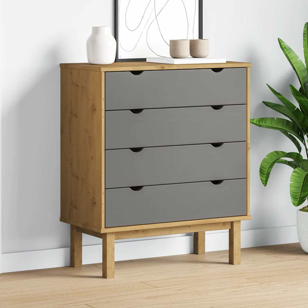 Schubladenschrank OTTA Braun&Grau 76,5x39,5x90 cm Massivholz