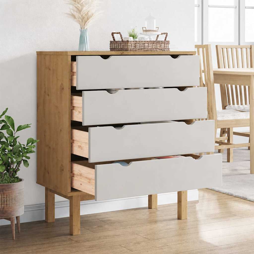 Schubladenschrank OTTA Braun&Weiß 76,5x39,5x90 cm Massivholz