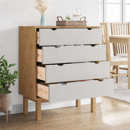 Schubladenschrank OTTA Braun&Weiß 76,5x39,5x90 cm Massivholz