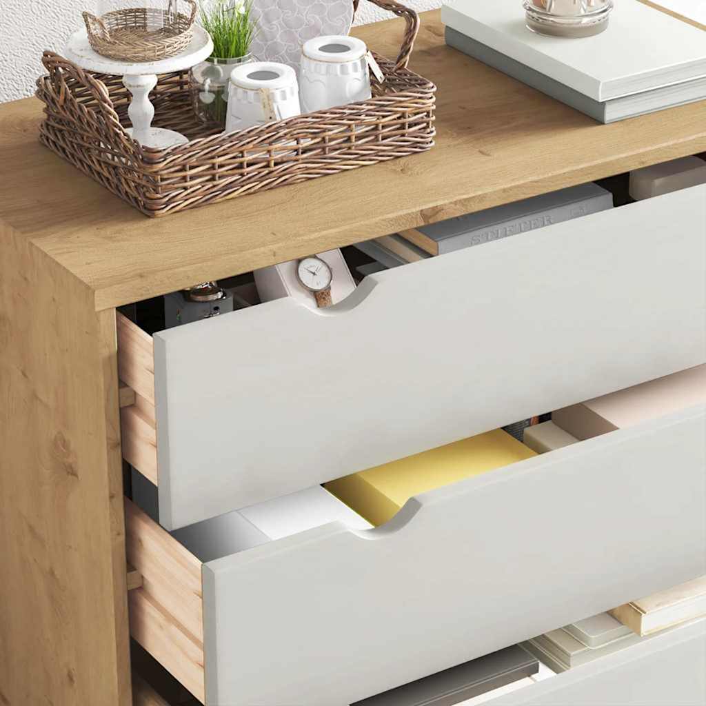 Schubladenschrank OTTA Braun&Weiß 76,5x39,5x90 cm Massivholz