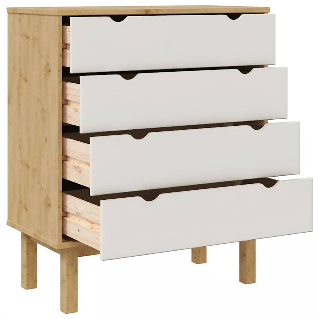 Schubladenschrank OTTA Braun&Weiß 76,5x39,5x90 cm Massivholz