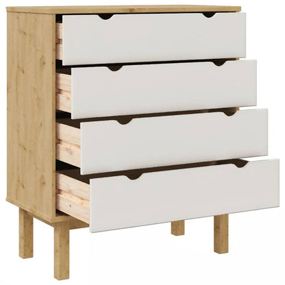 Schubladenschrank OTTA Braun&Weiß 76,5x39,5x90 cm Massivholz