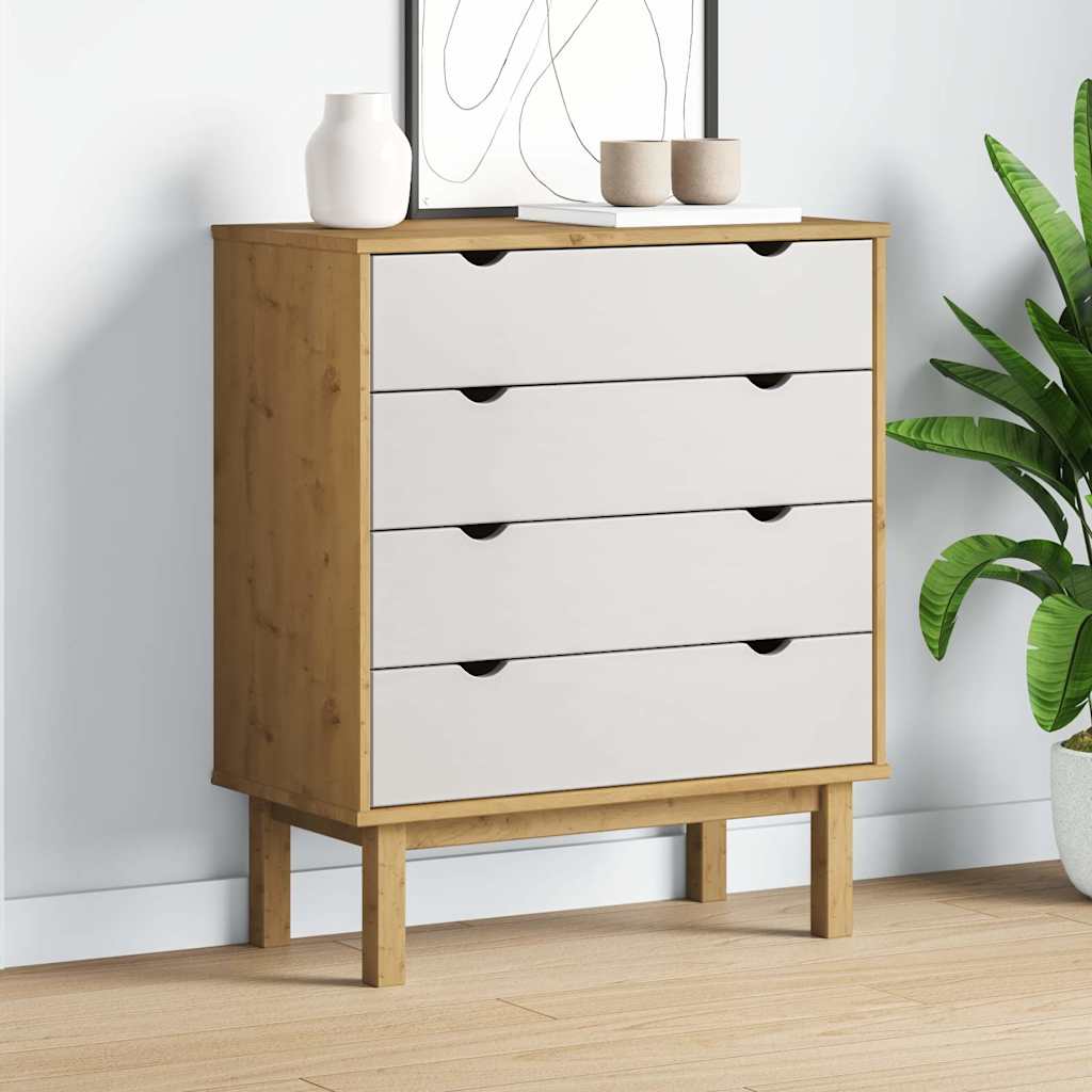 Schubladenschrank OTTA Braun&Weiß 76,5x39,5x90 cm Massivholz
