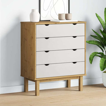 Schubladenschrank OTTA Braun&Weiß 76,5x39,5x90 cm Massivholz