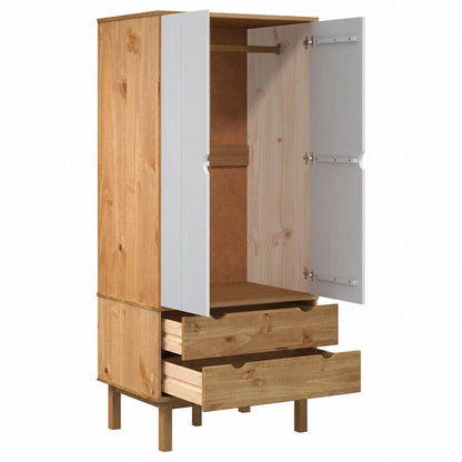 Kleiderschrank OTTA Braun&Weiß 76,5x53x172 cm Massivholz Kiefer
