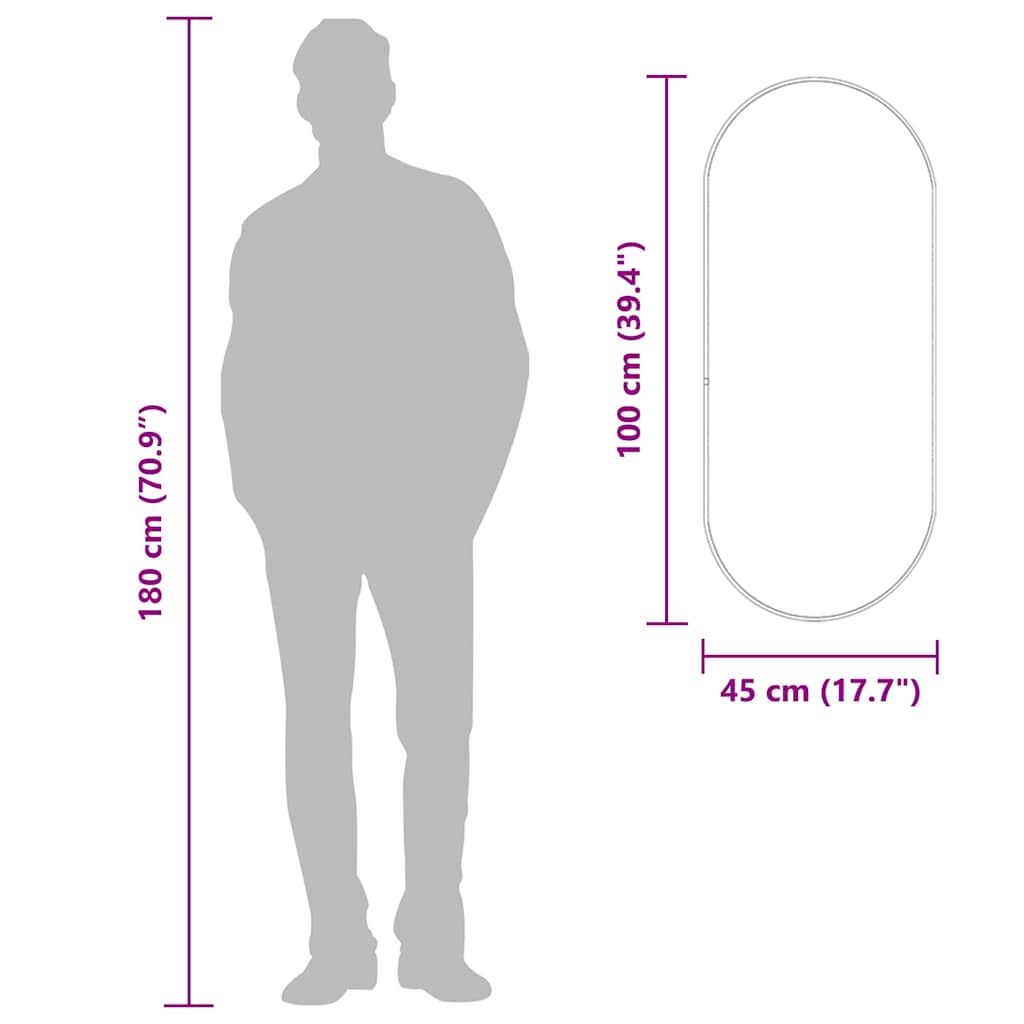 Wandspiegel Schwarz 100x45 cm Oval