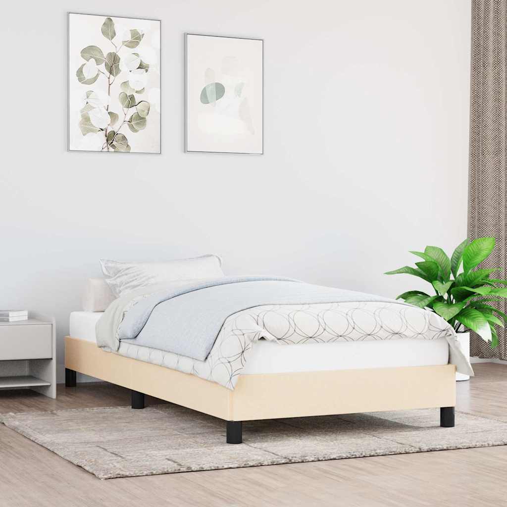 Bettgestell ohne Matratze Creme 80x200 cm Stoff