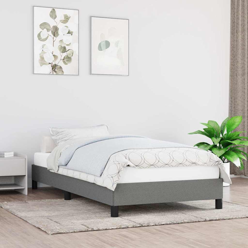 Bettgestell ohne Matratze Dunkelgrau 100x200 cm Stoff