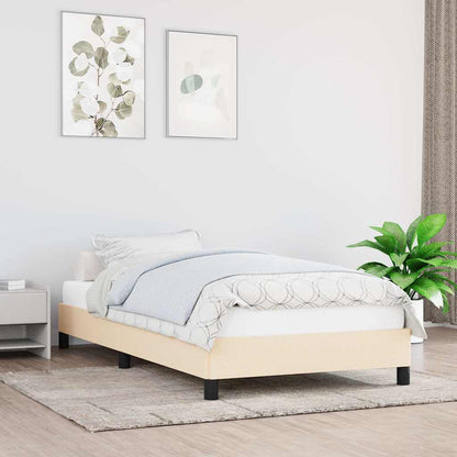 Bettgestell ohne Matratze Creme 100x200 cm Stoff