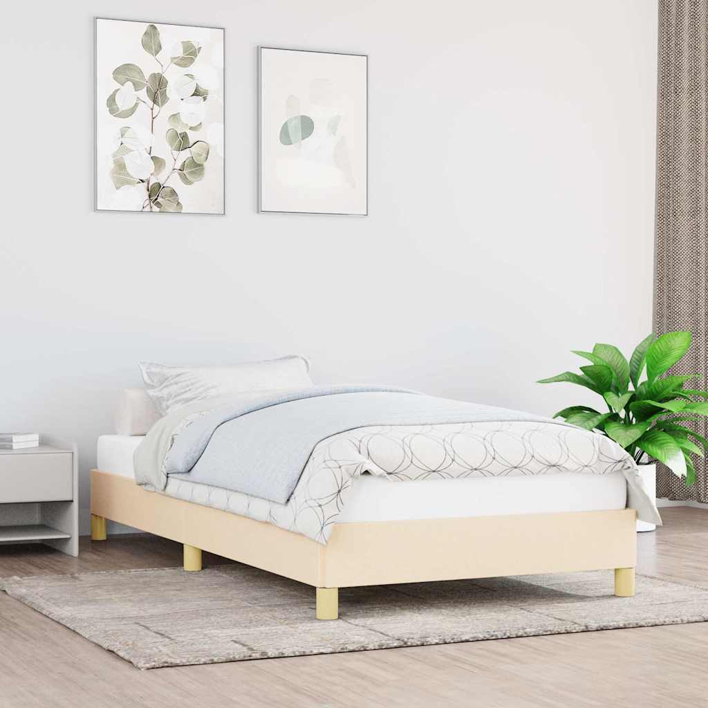 Bettgestell ohne Matratze Creme 80x200 cm Stoff