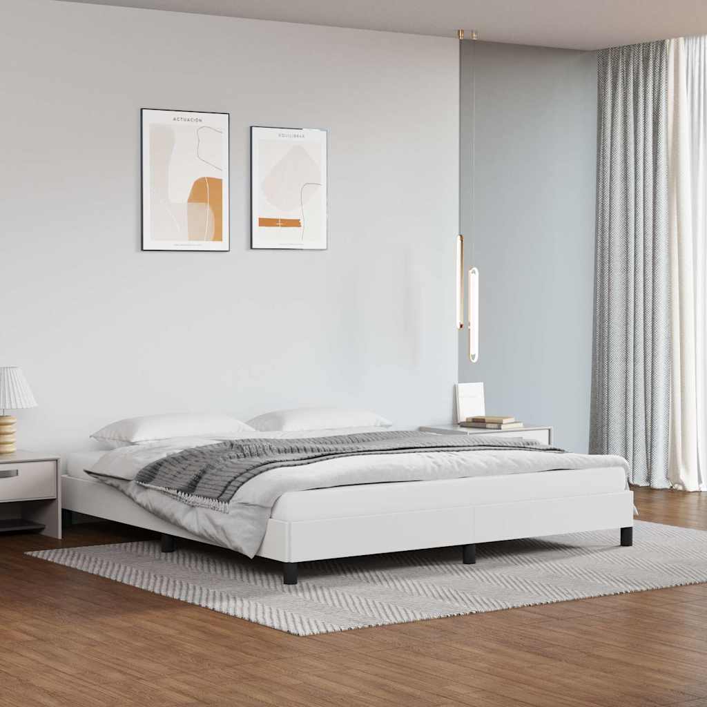 Bettgestell Weiß 160x200 cm Kunstleder