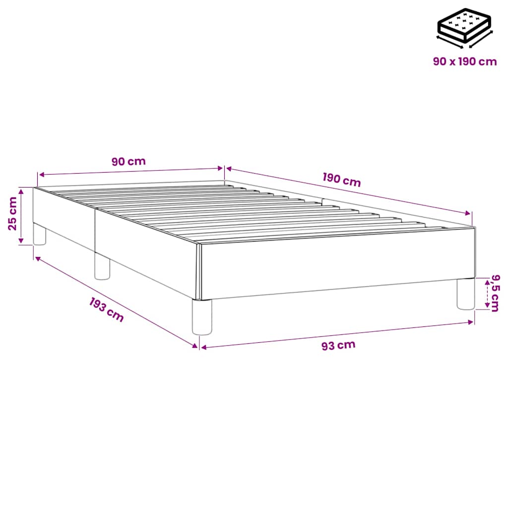 Bettgestell ohne Matratze Hellgrau 90x190 cm Samt