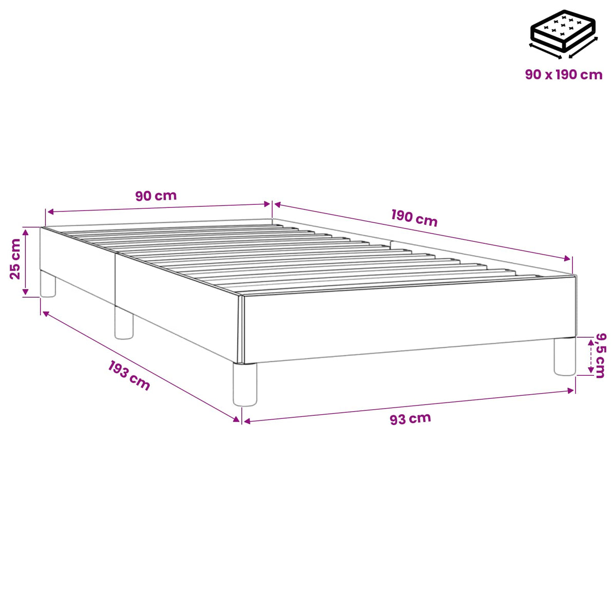 Bettgestell ohne Matratze Hellgrau 90x190 cm Samt