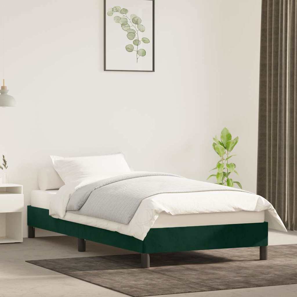 Bettgestell ohne Matratze Dunkelgrün 90x190 cm Samt