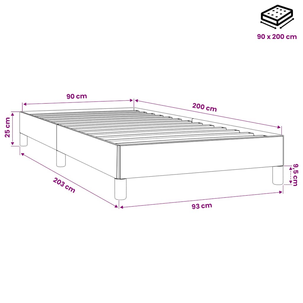 Bettgestell ohne Matratze Dunkelgrau 90x200 cm Samt
