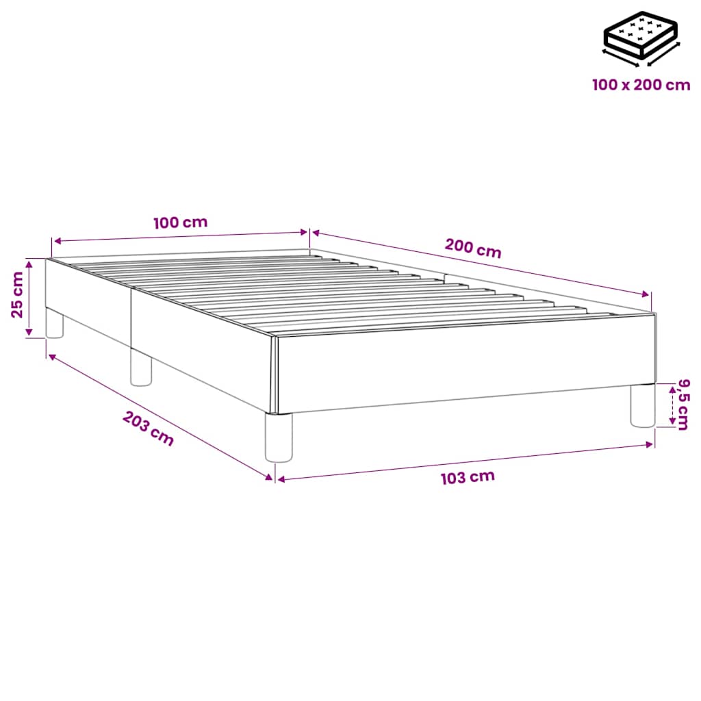 Bettgestell ohne Matratze Hellgrau 100x200 cm Samt