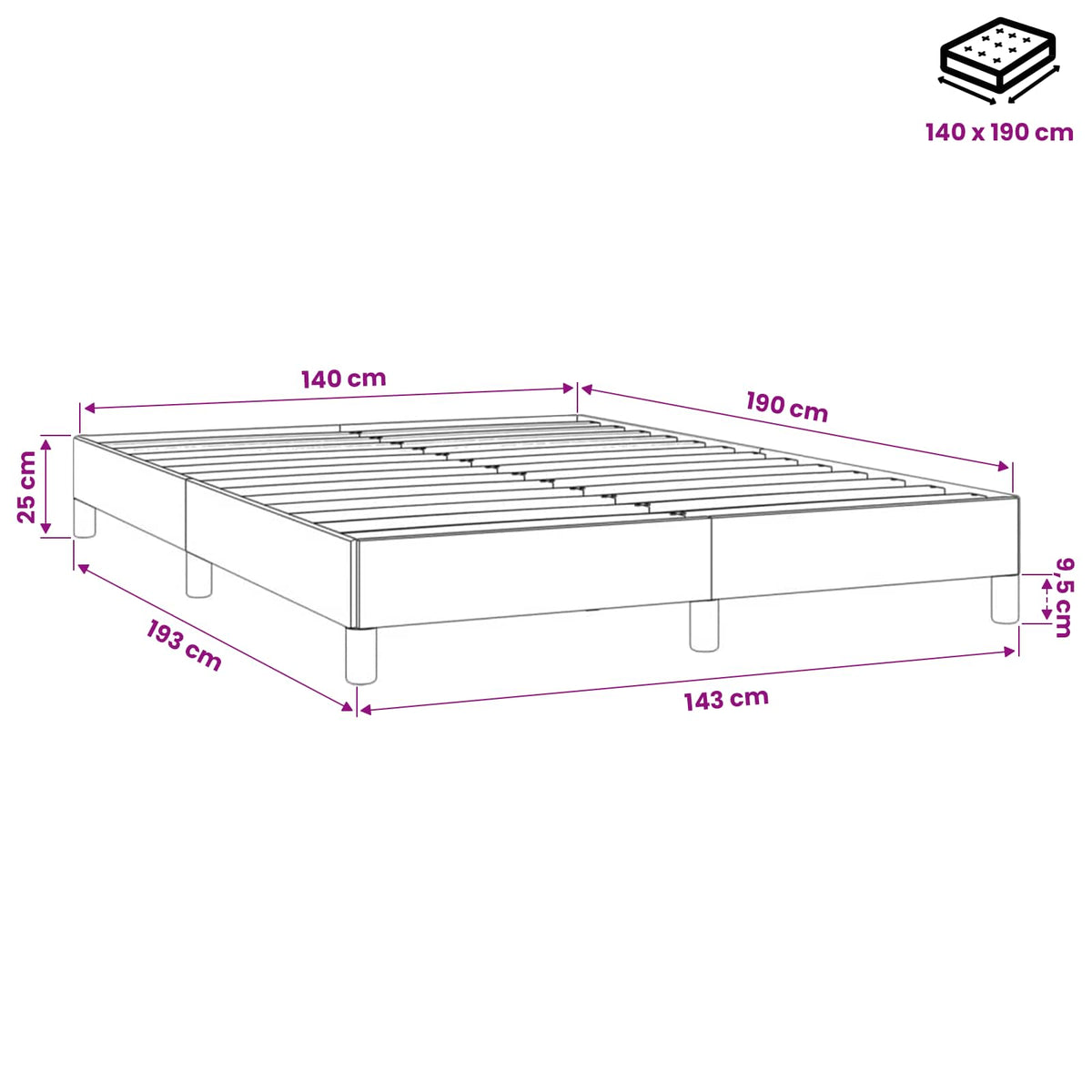 Bettgestell ohne Matratze Dunkelgrau 140x190 cm Samt