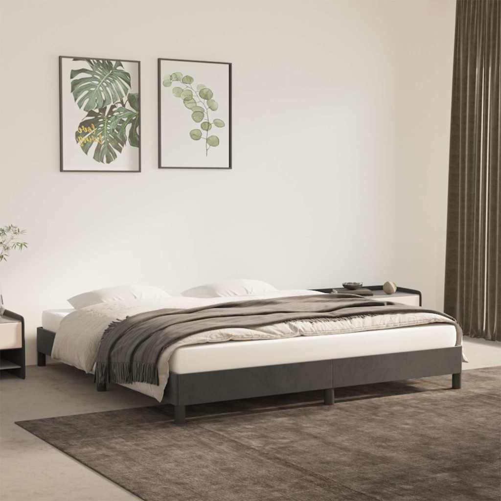 Bettgestell ohne Matratze Dunkelgrau 160x200 cm Samt